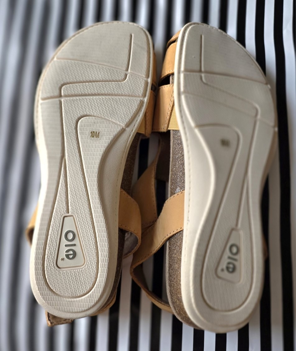 Earth Origins Beige Leather Slingback Sandals Hook & Loop US 10M