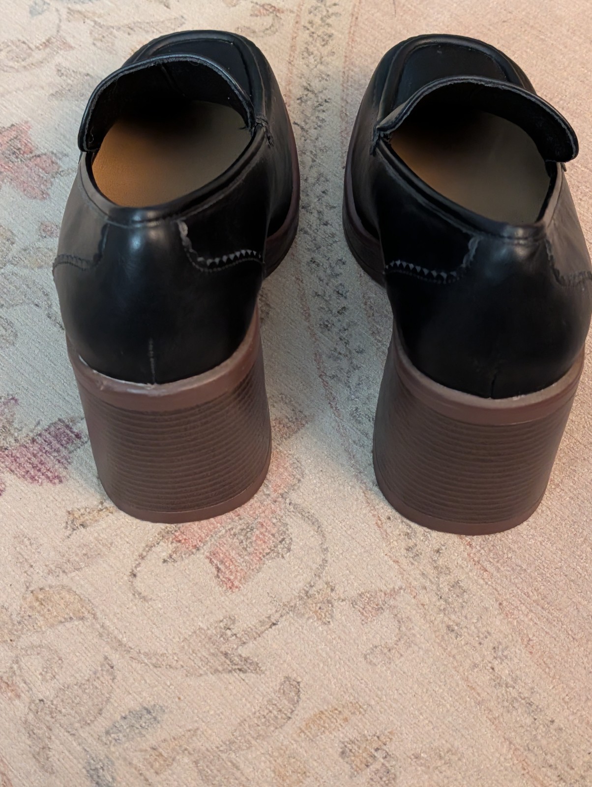 Y2K Retro Torrid Black Square Toe Chunky Block Heel Loafers Women’s Size 8.5
