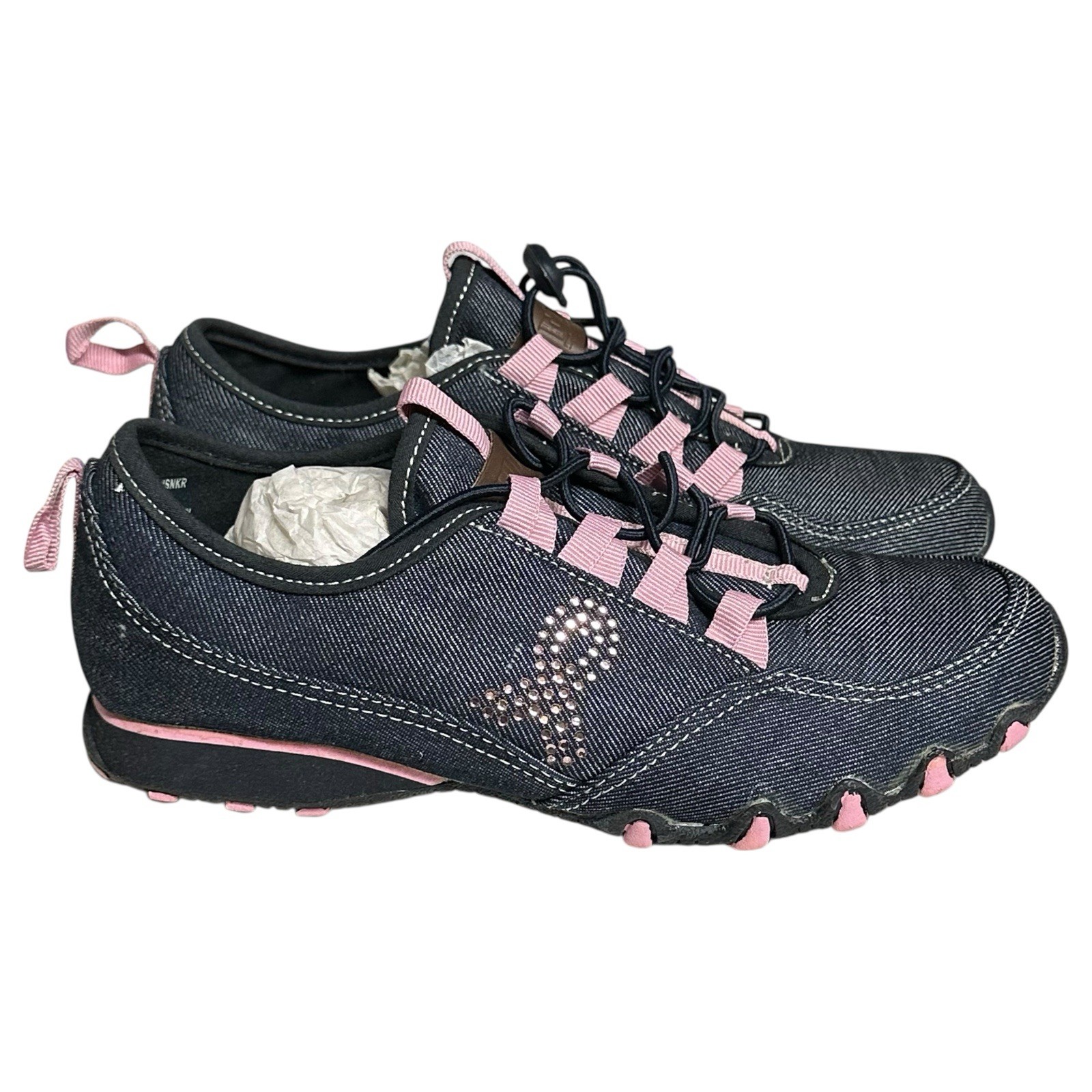FDJ French Dressing Denim Sneakers Breast Cancer Awareness Jeweled Womens 7