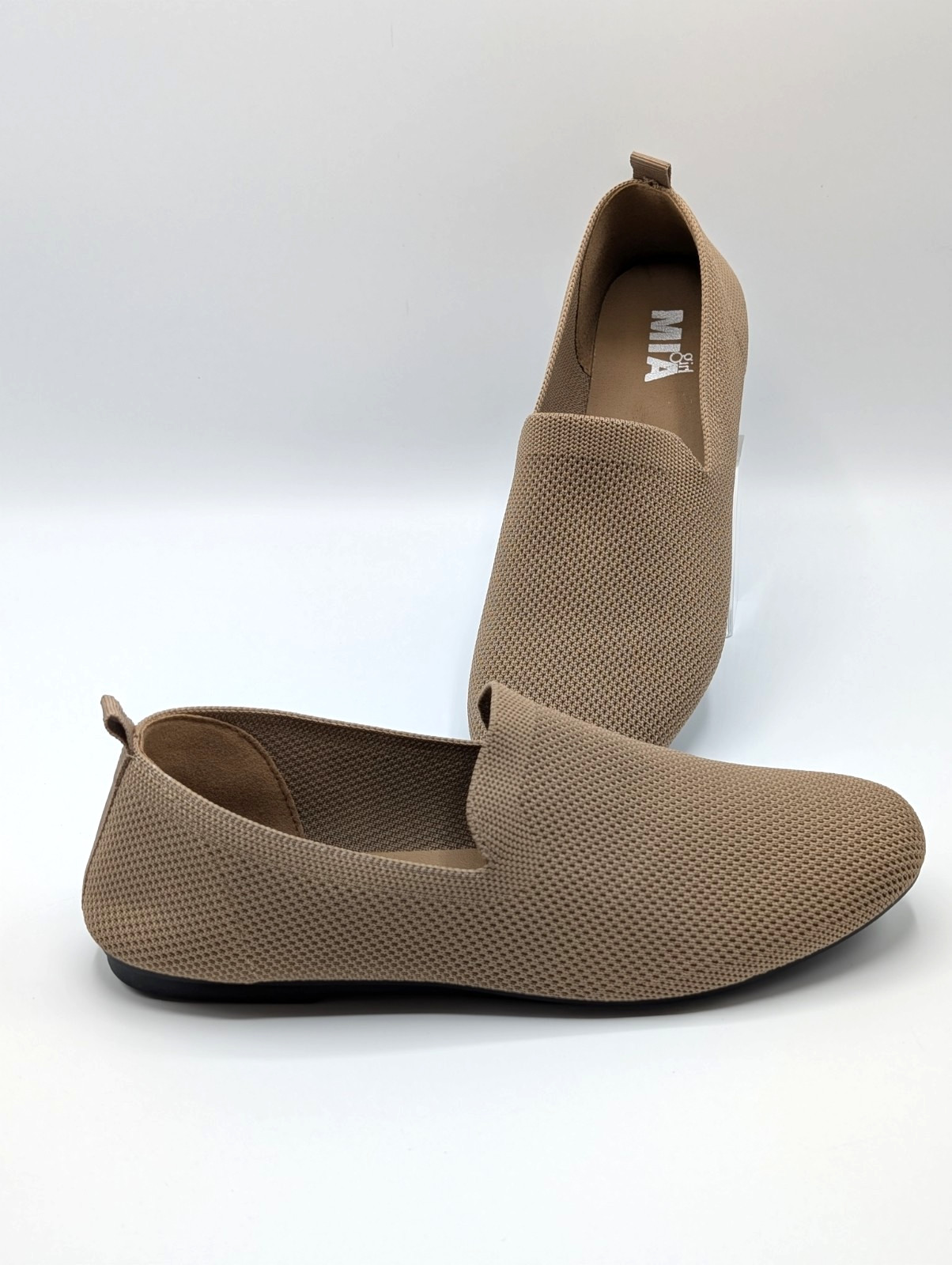 Mia Girl Shoes Women’s 7.5 Sand Slip On Flats Aby Knit Fabric