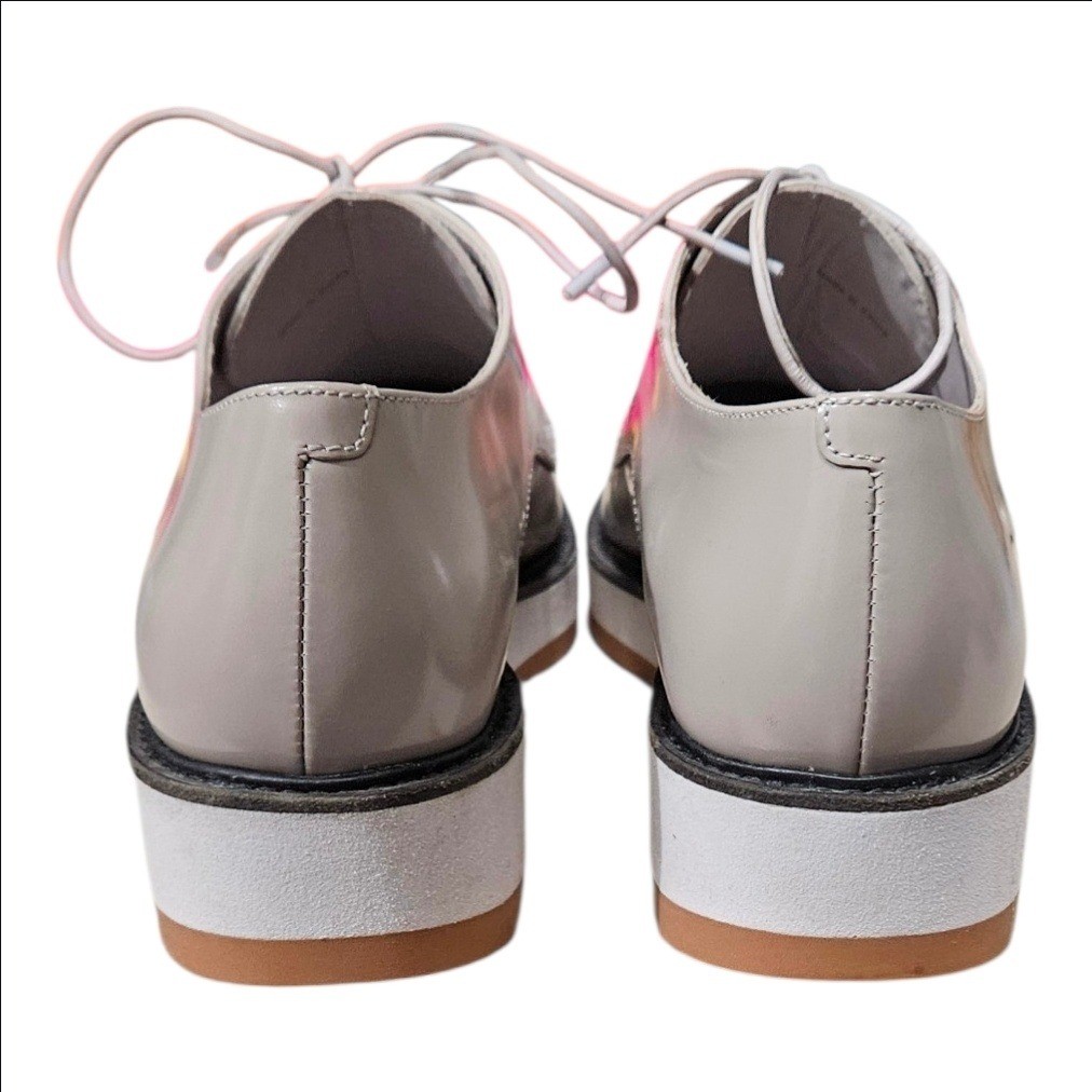 Vince Patent Leather Platform Oxfords Grey Dressy Shoes 7.5 M Classy Preppy New