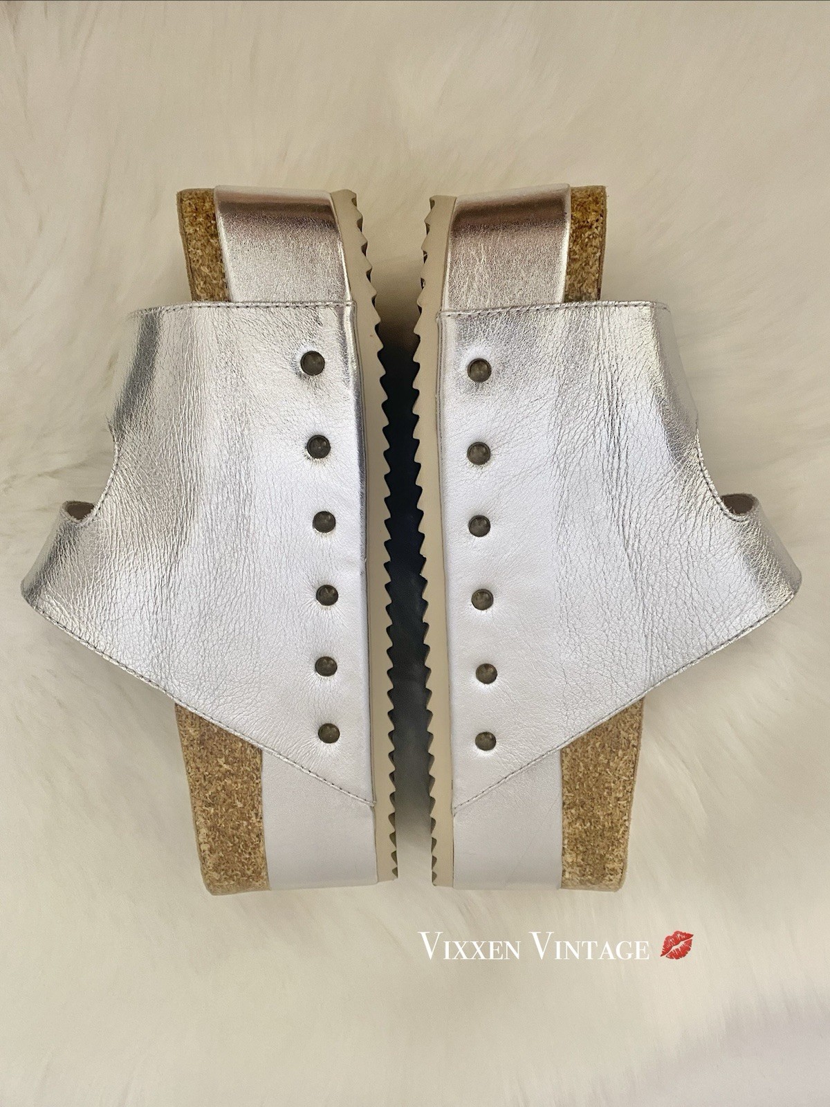 FREE PEOPLE X INTENTIONALLY BLANK ‘RULE BREAKER FLATFORM SANDALS’ IN SILVER $210