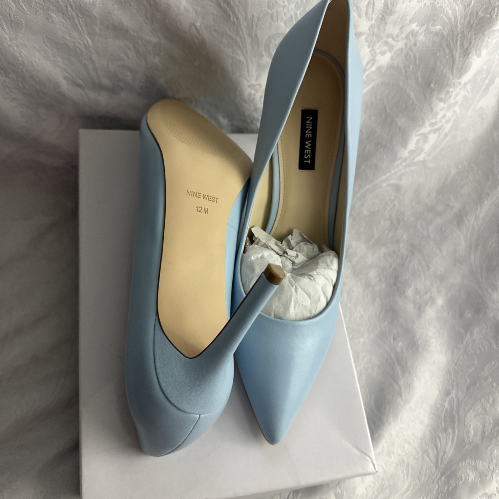 NINE WEST EZRA POINTED TOE PUMPS MEDIUM BLUE 420 SZ 12 MED BNIB