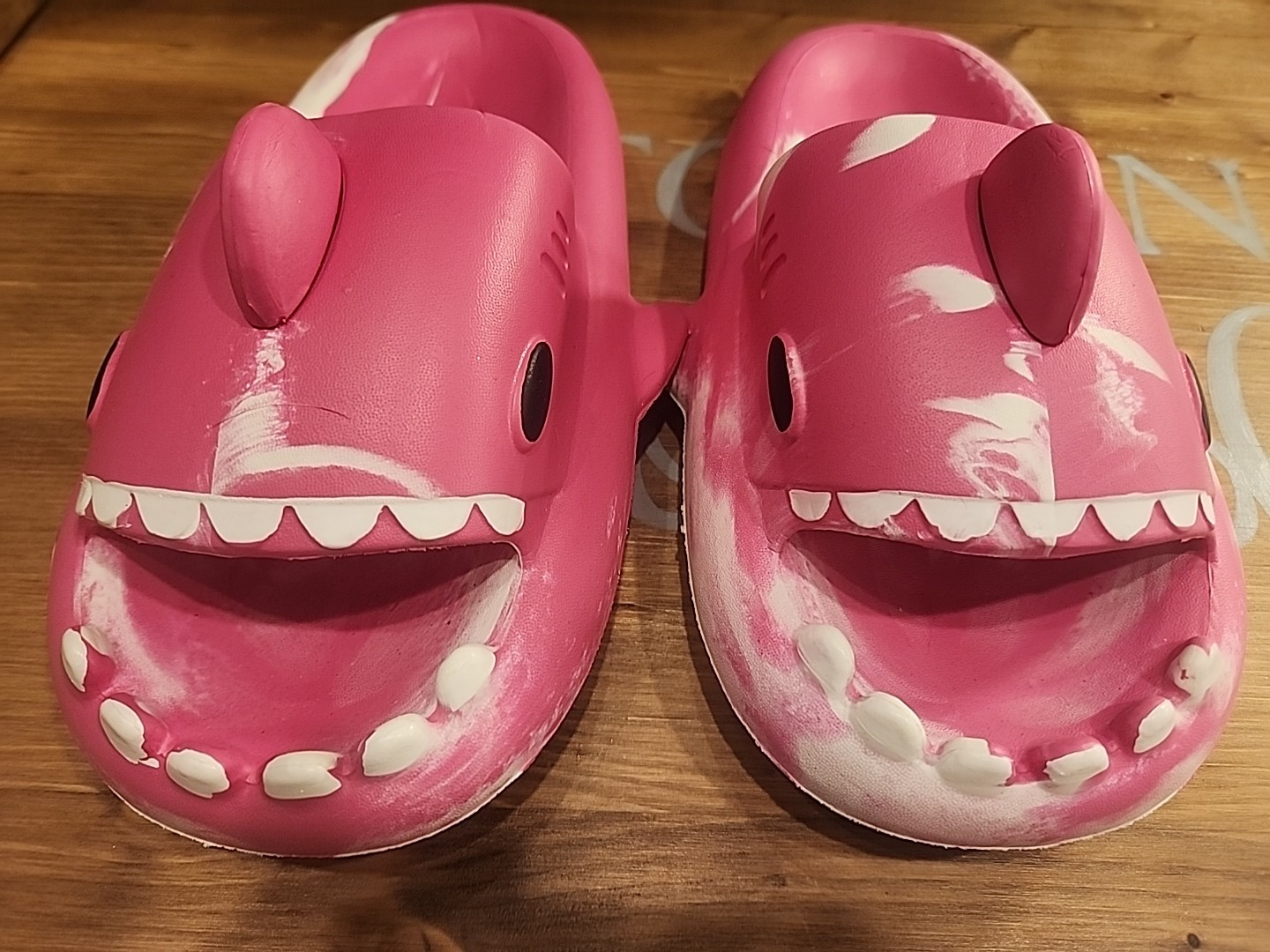 Pink Shark Slippers Beach Women Indoor Bathroom Slides Size 10