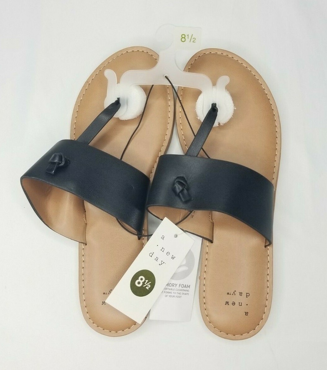 A New Day – Women’s Faux Leather Slide Sandals Size 8.5 – Black – NWT
