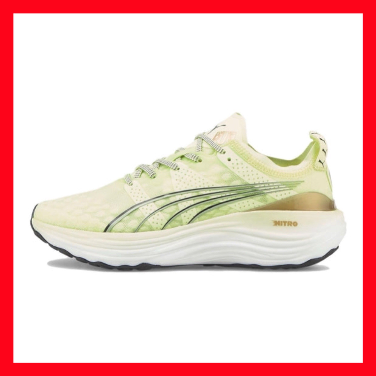 PUMA ForeverRun Nitro Women’s Running Shoes, Green Yellow 377758-07 Size 8