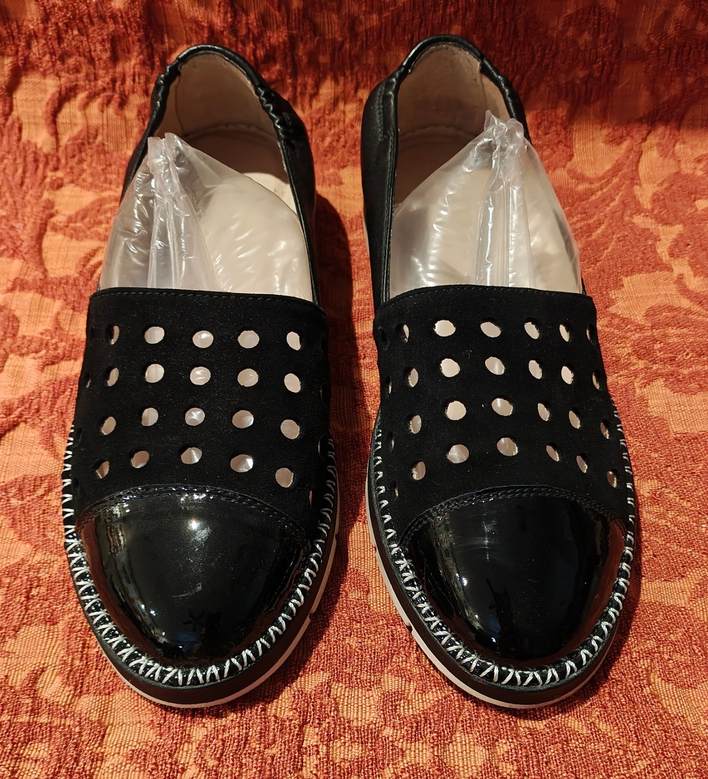 Hispanitas Black Leather and Suede, Made in Spain, EURO Size 38, US Size 7.5