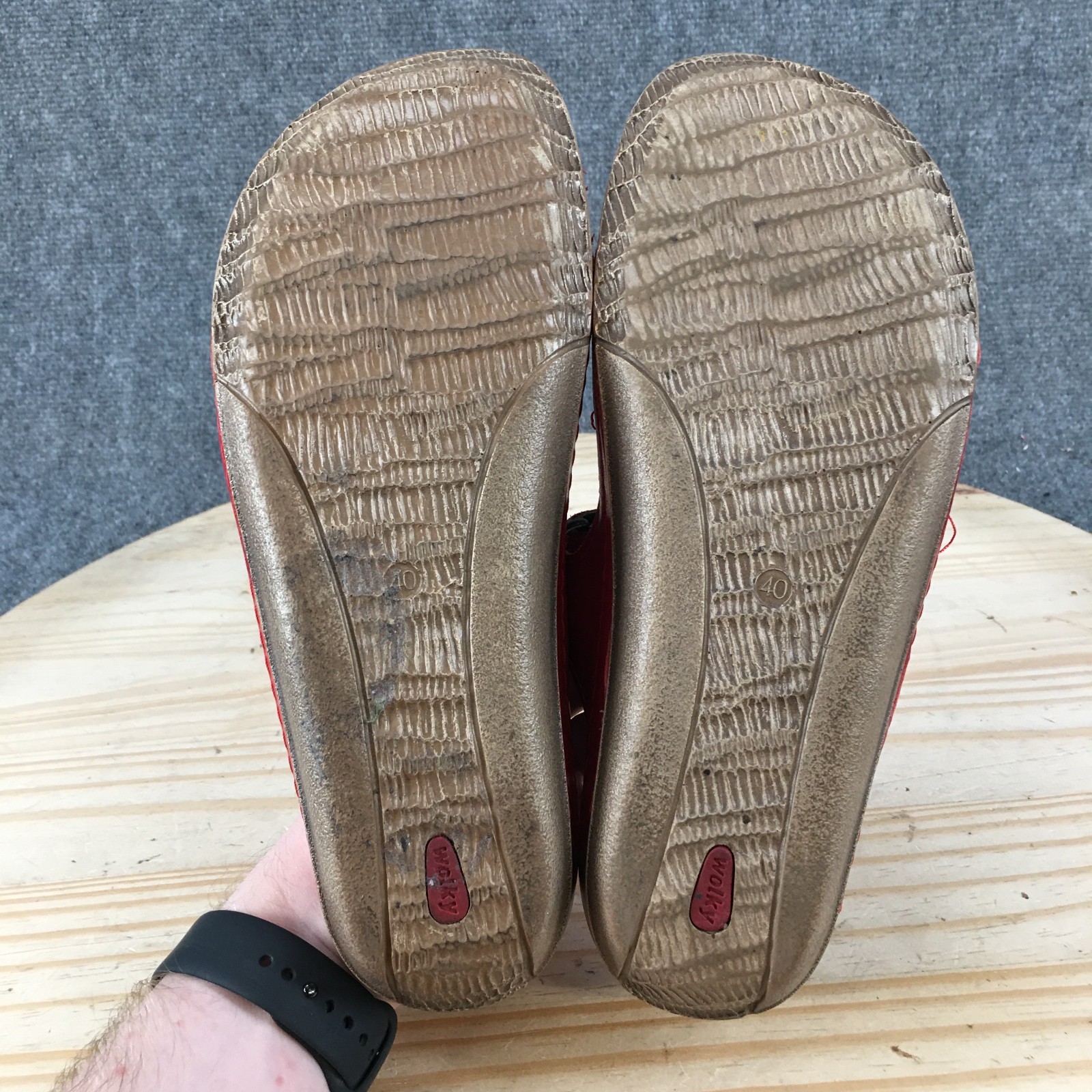 Wolky Jasper Sandals Womens 40 Casual Slip Slide Z-Strap Adjustable Red Leather