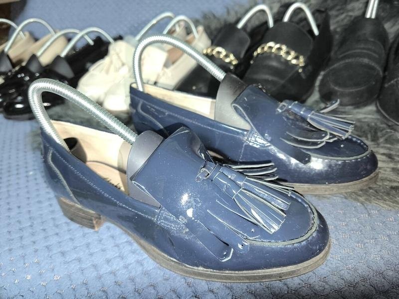 women clarks loafers navy leather 37 #1QHW