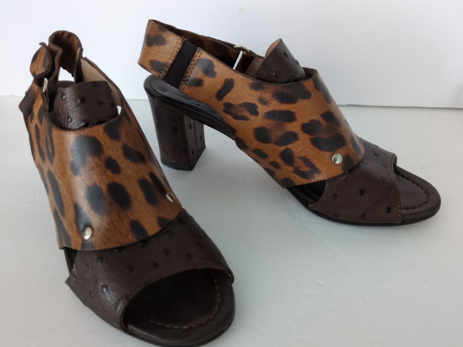 Anyi Lu Athena Expresso/ Brown Leopard/ Peep Toe/ Size 36 US 6 (KS8)