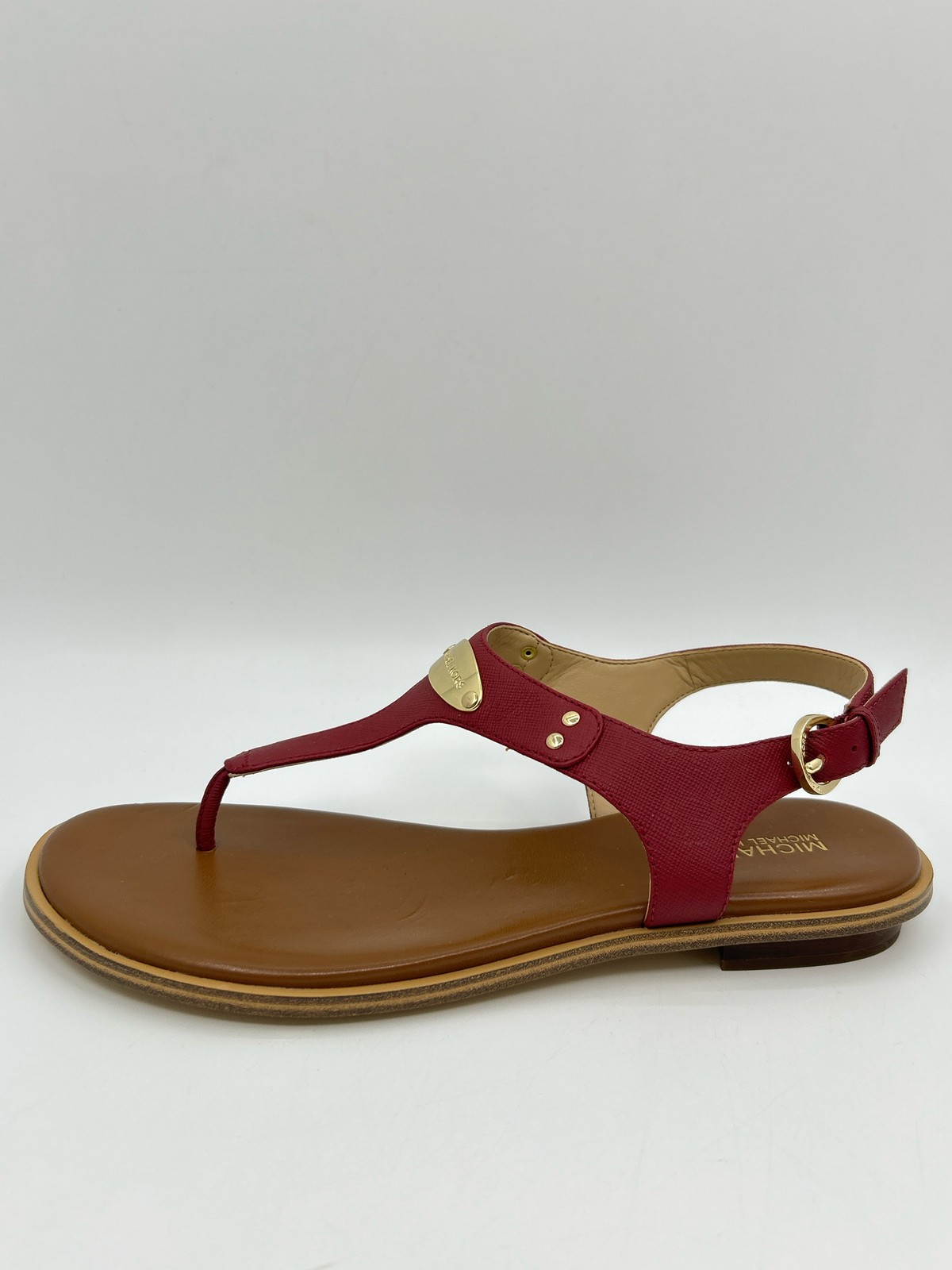 Michael Michael Kors NWOB MK Plate Thong Size 8M Leather Red Women Sandal