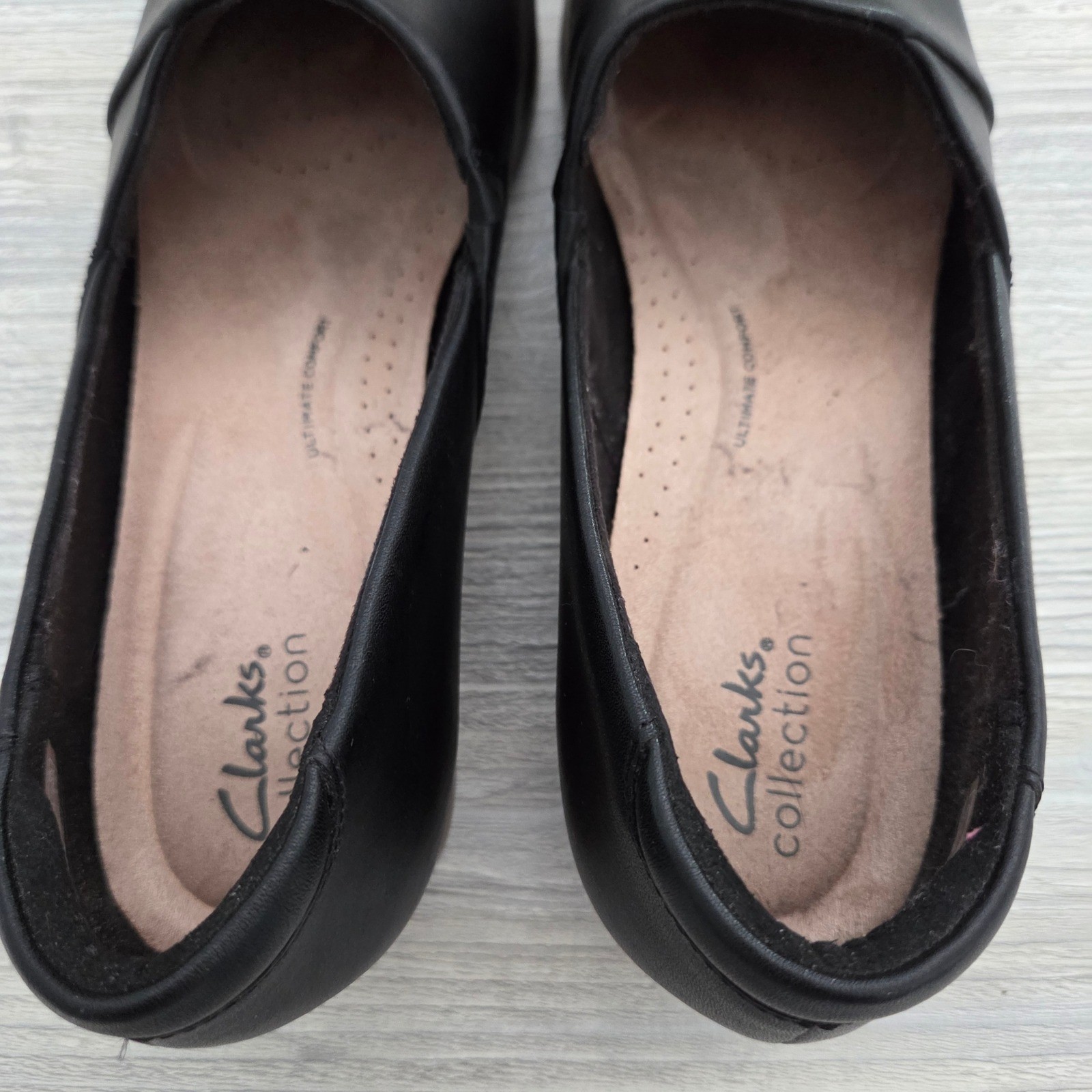Clarks Loafers Black Ultimate Comfort Leather Slip On Womens 11