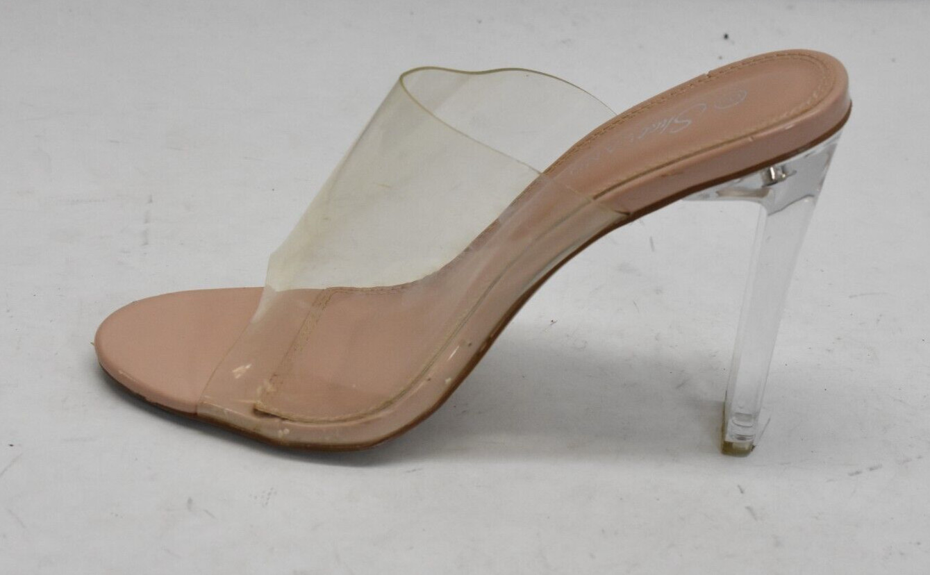 Shoeland Trulia Clear Top Sandals Open Toe 5″ Flat Heel Nude Color Womens Size 9