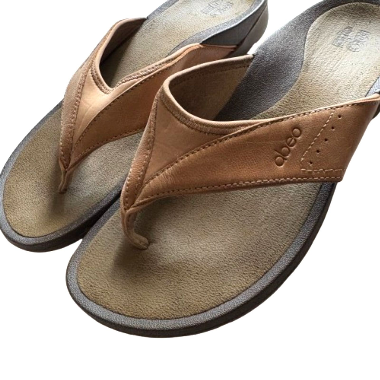 Abeo Balboa W400 Tan Leather Flip Flop Sandals Orthotic Women’s Size 7.5N