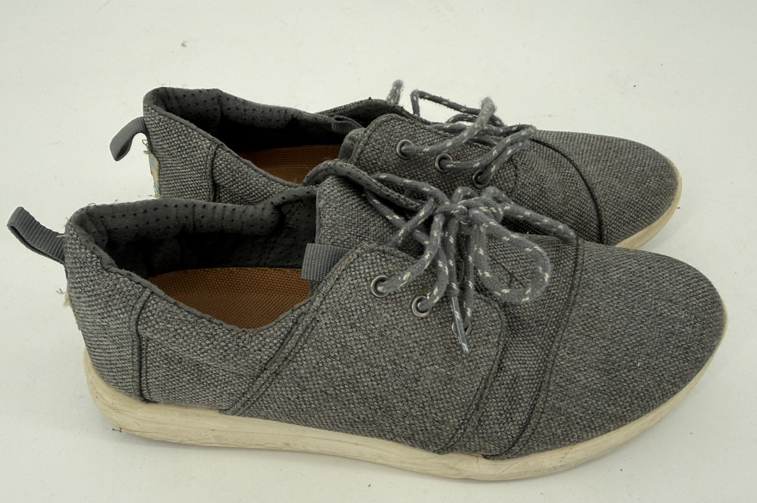TOMS Del Rey Steel Grey Canvas Lace Up Sneakers Casual Minimalist Women’s 7.5