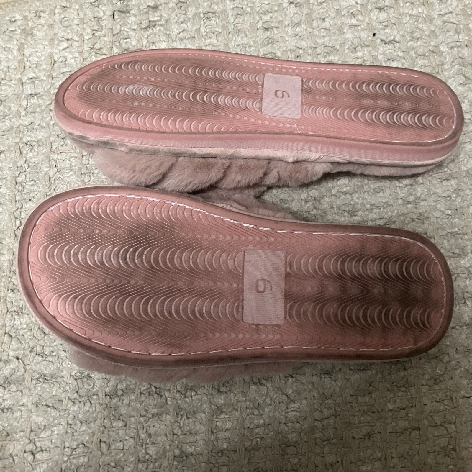 Bebe Faux Fur Slippers Size 9 Pink