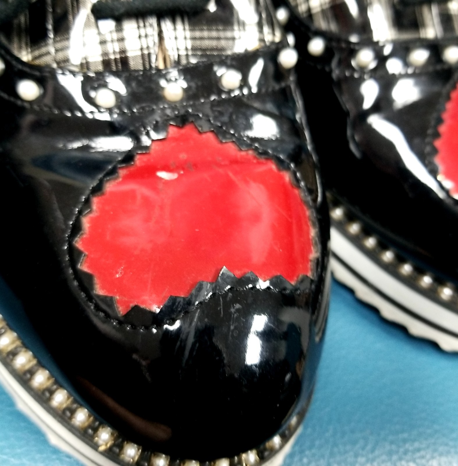 Torrid Betsey Johnson Black Red Rose Heart Women’s Oxford Wedge Shoes 9 WW