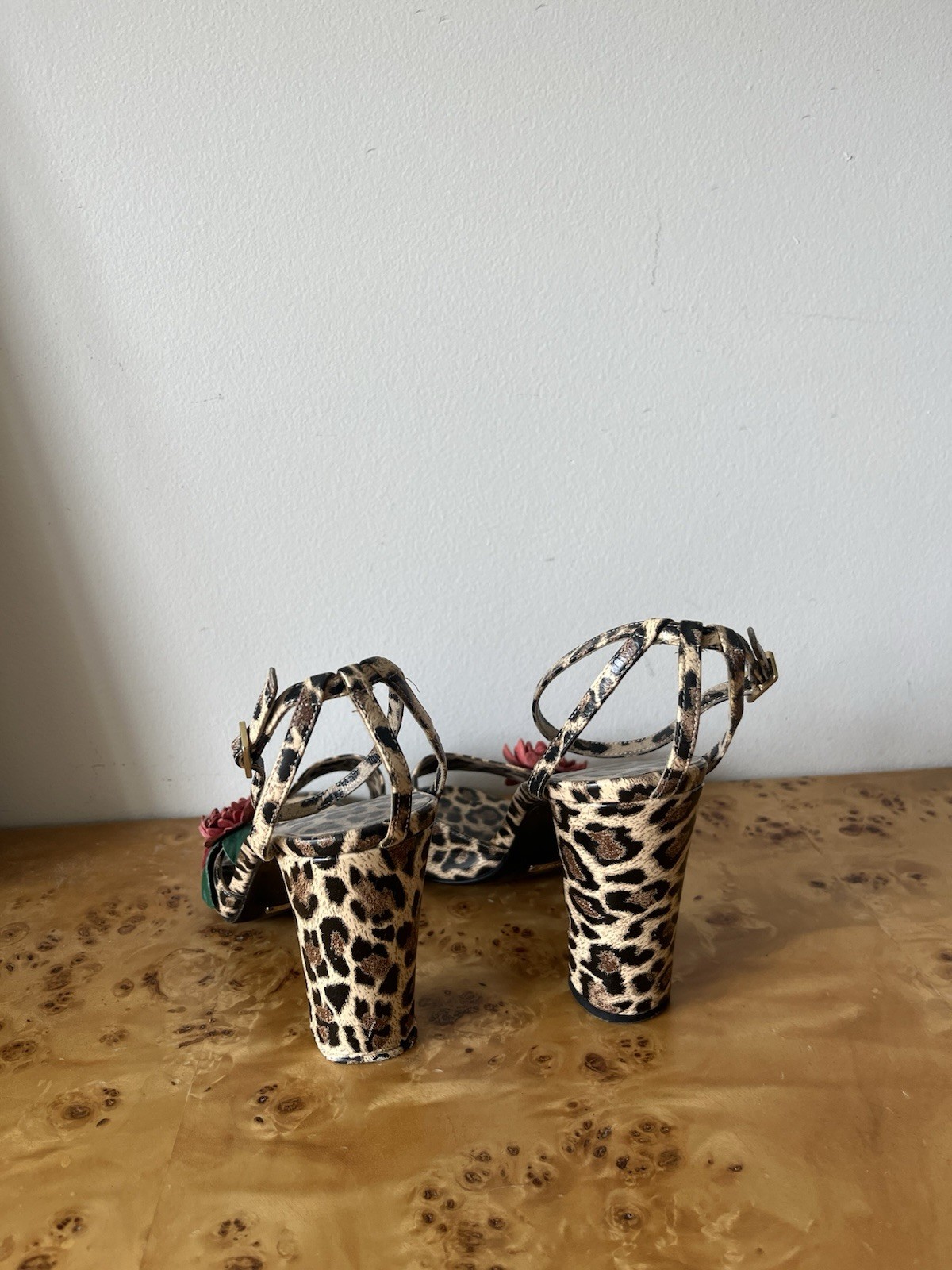 Dolce&Gabbana Leopard Animal Print Strappy Ankle Strap Open Toe Sandals EU 38