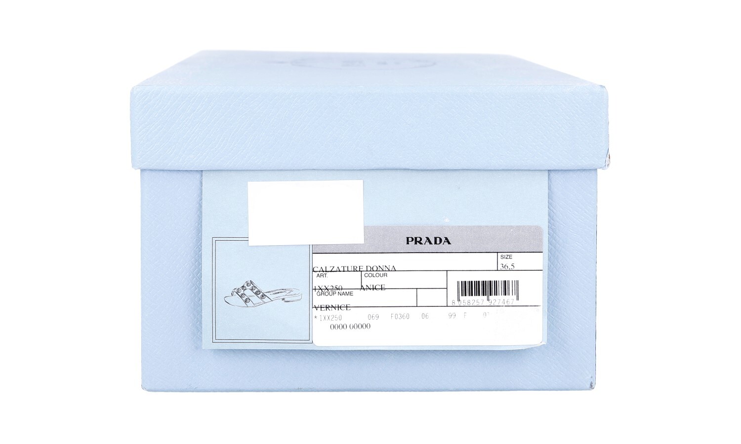 PRADA Patent Leather Slides Sandals – 1XX250 – Turquoise – NEW – US 6.5 EU 36,5