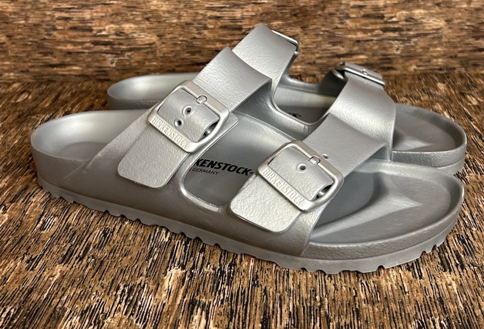 Birkenstock Arizona Essential EVA Slip On Sandals Silver Women’s 9/9.5 Narrow