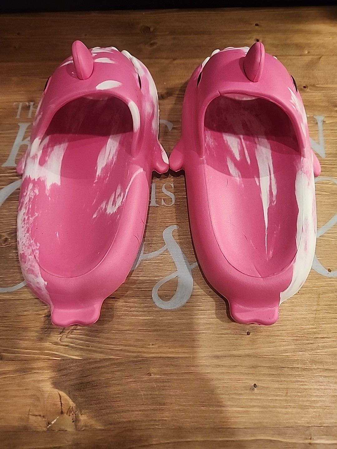 Pink Shark Slippers Beach Women Indoor Bathroom Slides Size 10