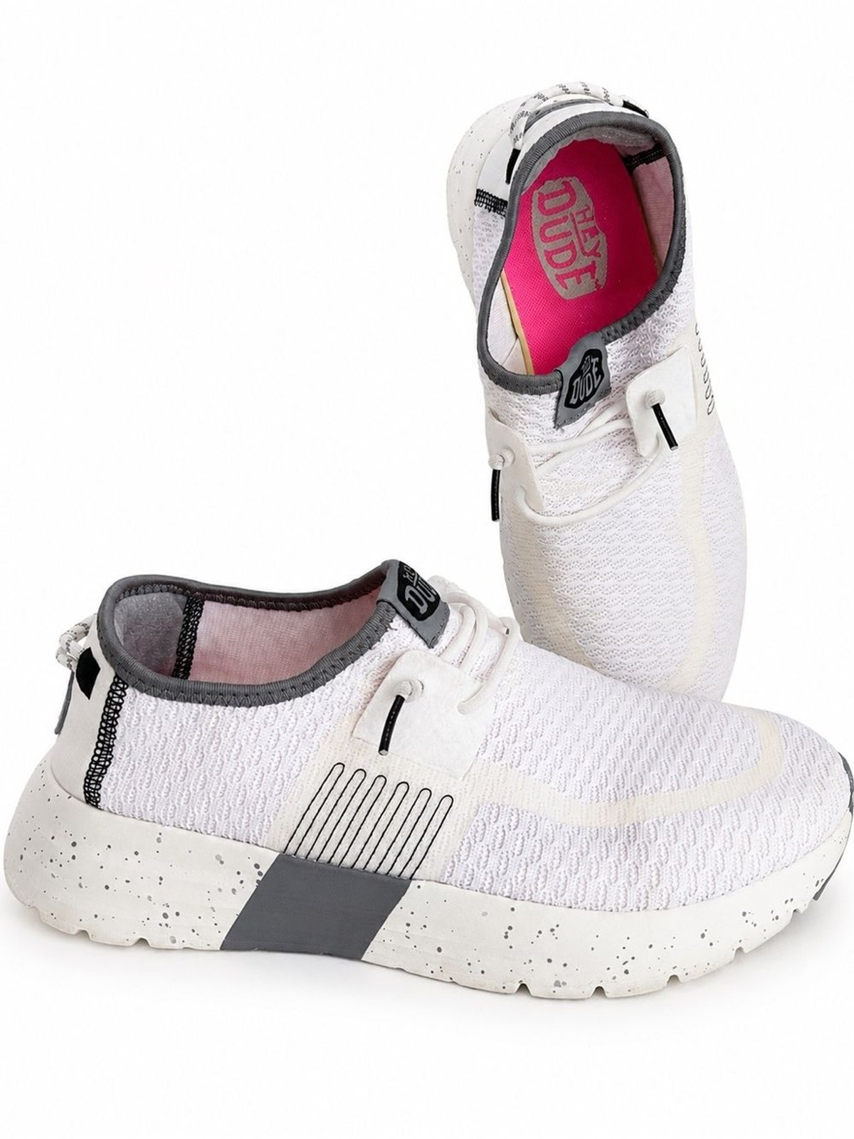 HEYDUDE Wendy Stretch Sox White Gray Slip On Shoes Women’s 10 EU 41