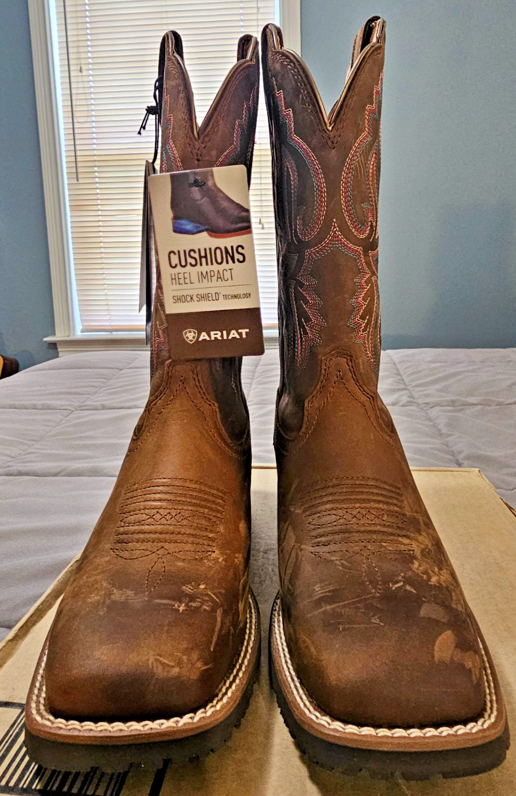 Ariat® (Women’s 6.5 B) Hybrid Ranchwork™ Western Boot in Distressed Tan – $220