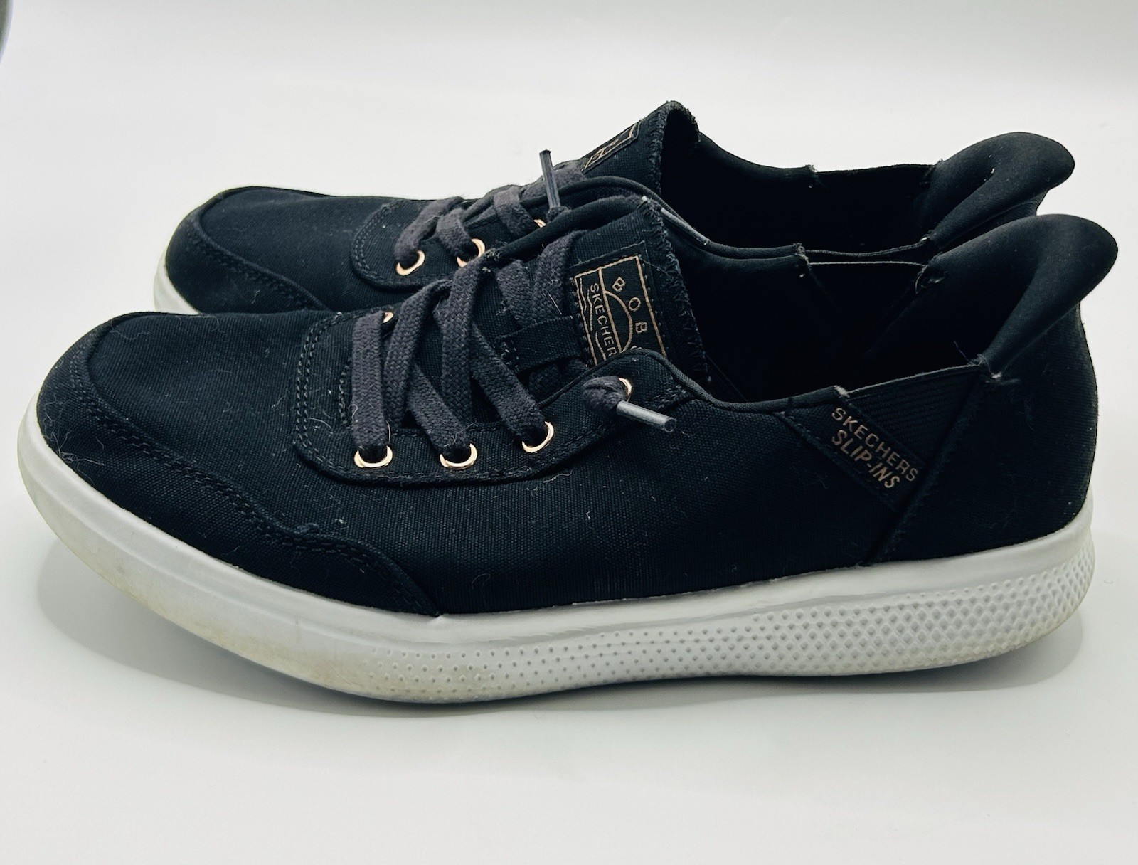 Skechers Bobs Slip Ins Shoes Women’s Size 7 Black Memory Foam Sneakers 114815