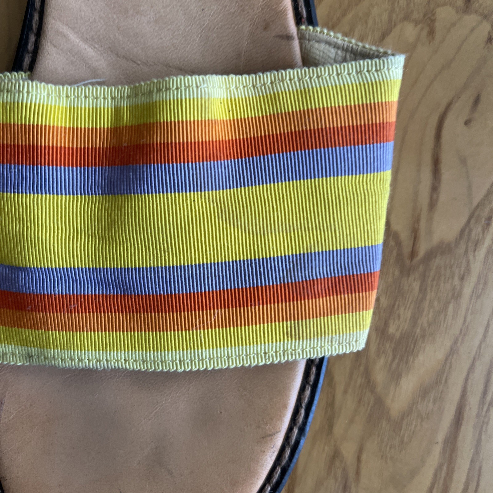 Stubbs & Wootton Palm Beach Women’s Grosgrain Stripe Slip-On Sandals Size 9.5