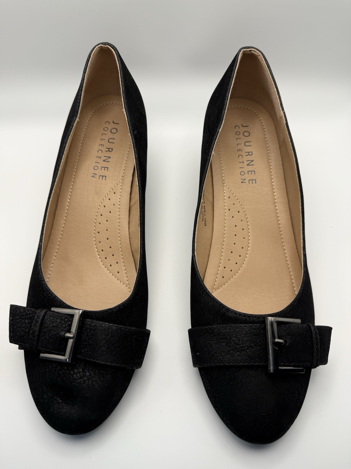Journee Collection Graysn Wedge Pump, Faux Suede Black, 10 Women’s Shoes