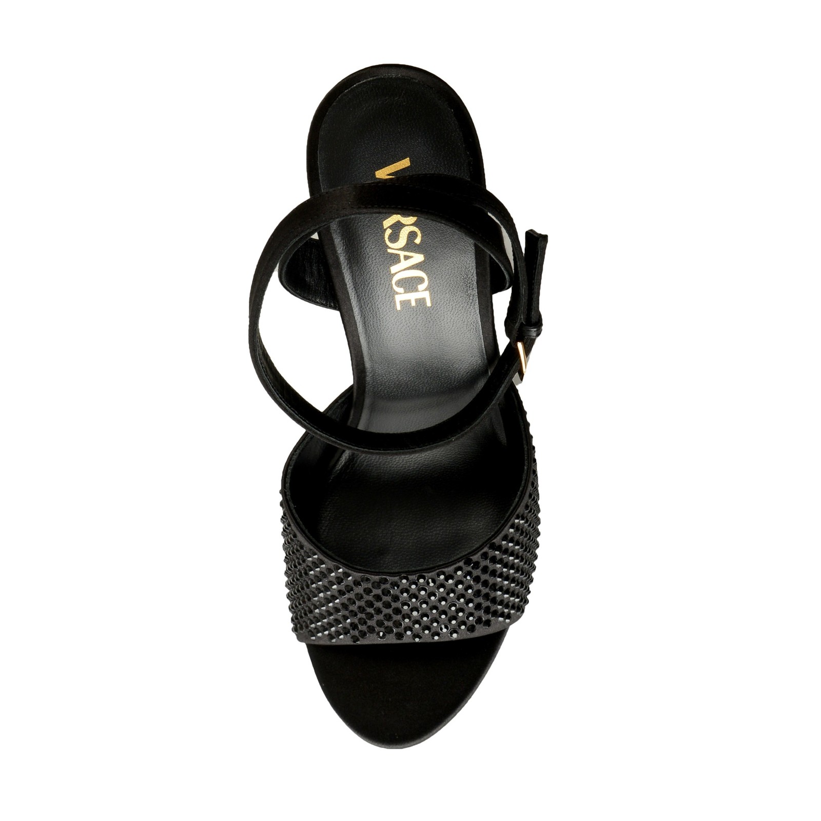 Versace Women’s Strass & Gold Medusa Ankle Strap Heeled Sandals Shoes US 6 IT 36