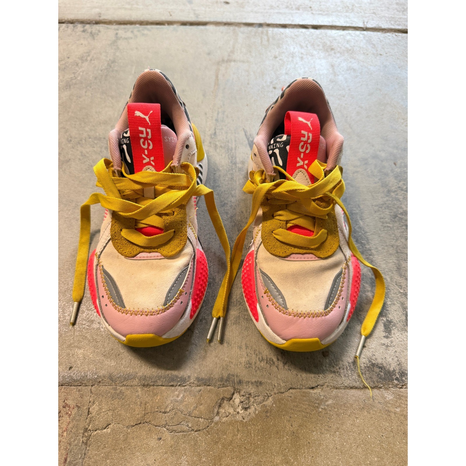 Puma RS-X Wildcats Womens Sneakers Pink Yellow Zebra Animal Print Size 5.5