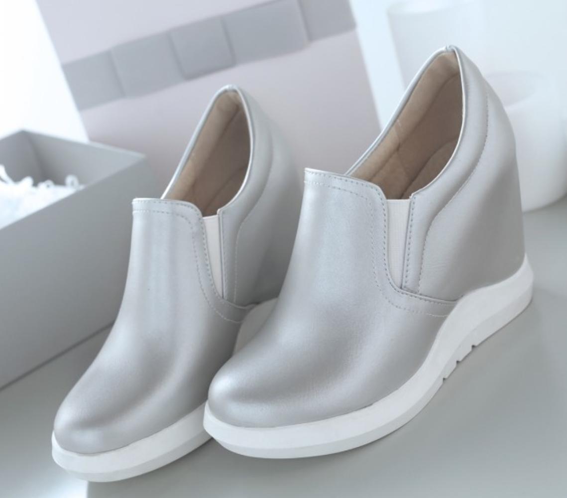 Women’s Casual Sneakers Hidden Wedge High Heel Round Toe Pumps Shoes Slip On Hot