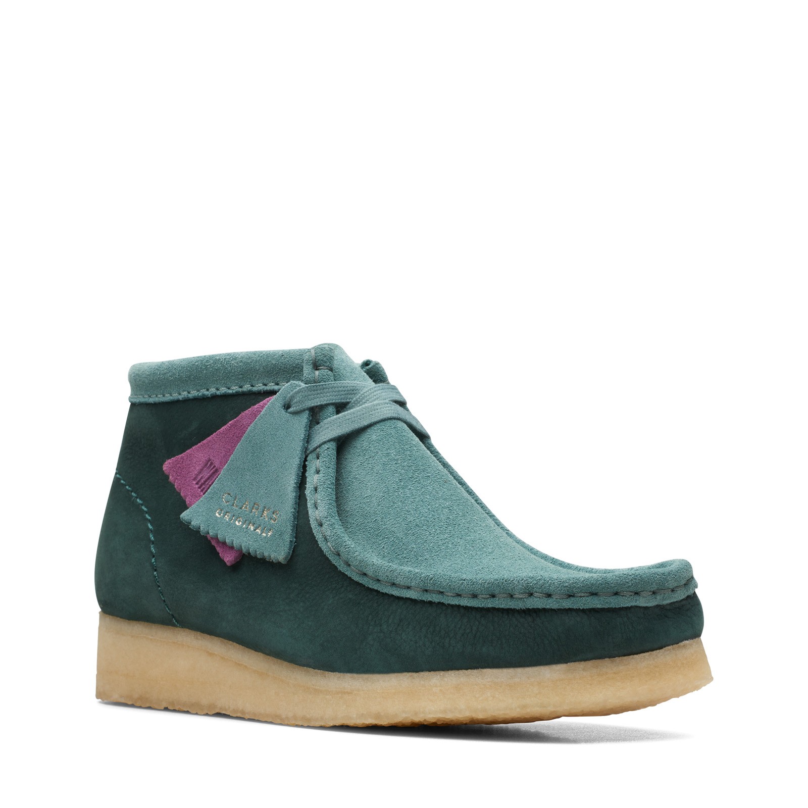 Clarks Wallabee Boot 26167942 Womens Green Leather Lace Up Chukkas Boots 5.5
