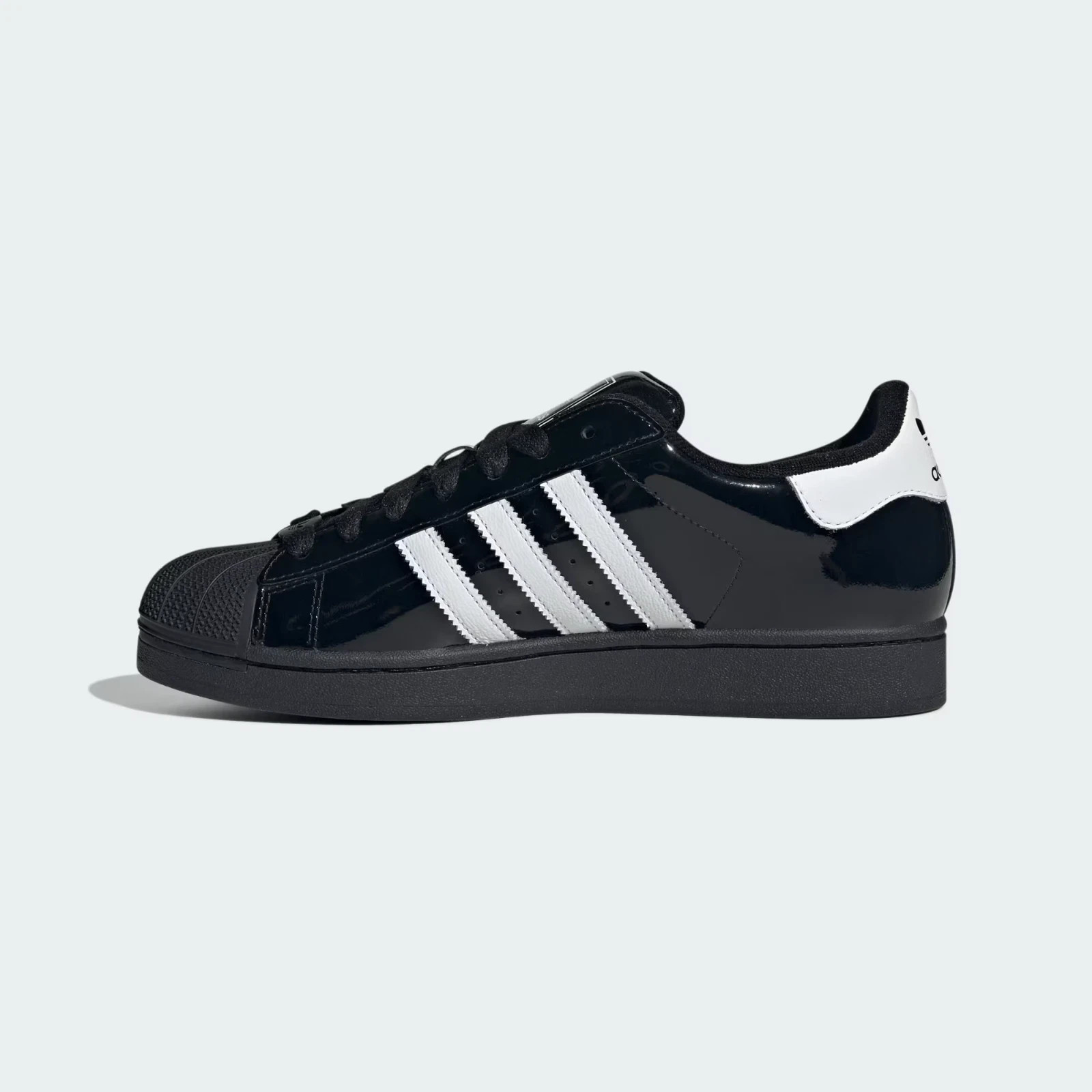 Adidas Superstar II Womens Size 6 Patent Leather Shoes Core Black /White NEW