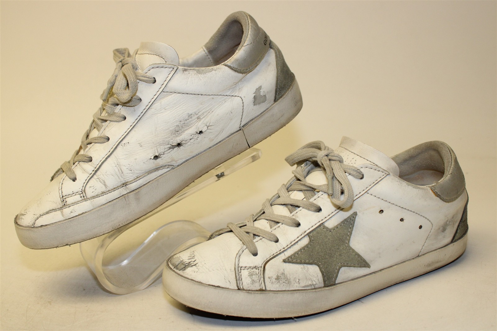 Golden Goose Super Star Womens 6 36 Italy Made Distressed Leather Sneakers Shoes