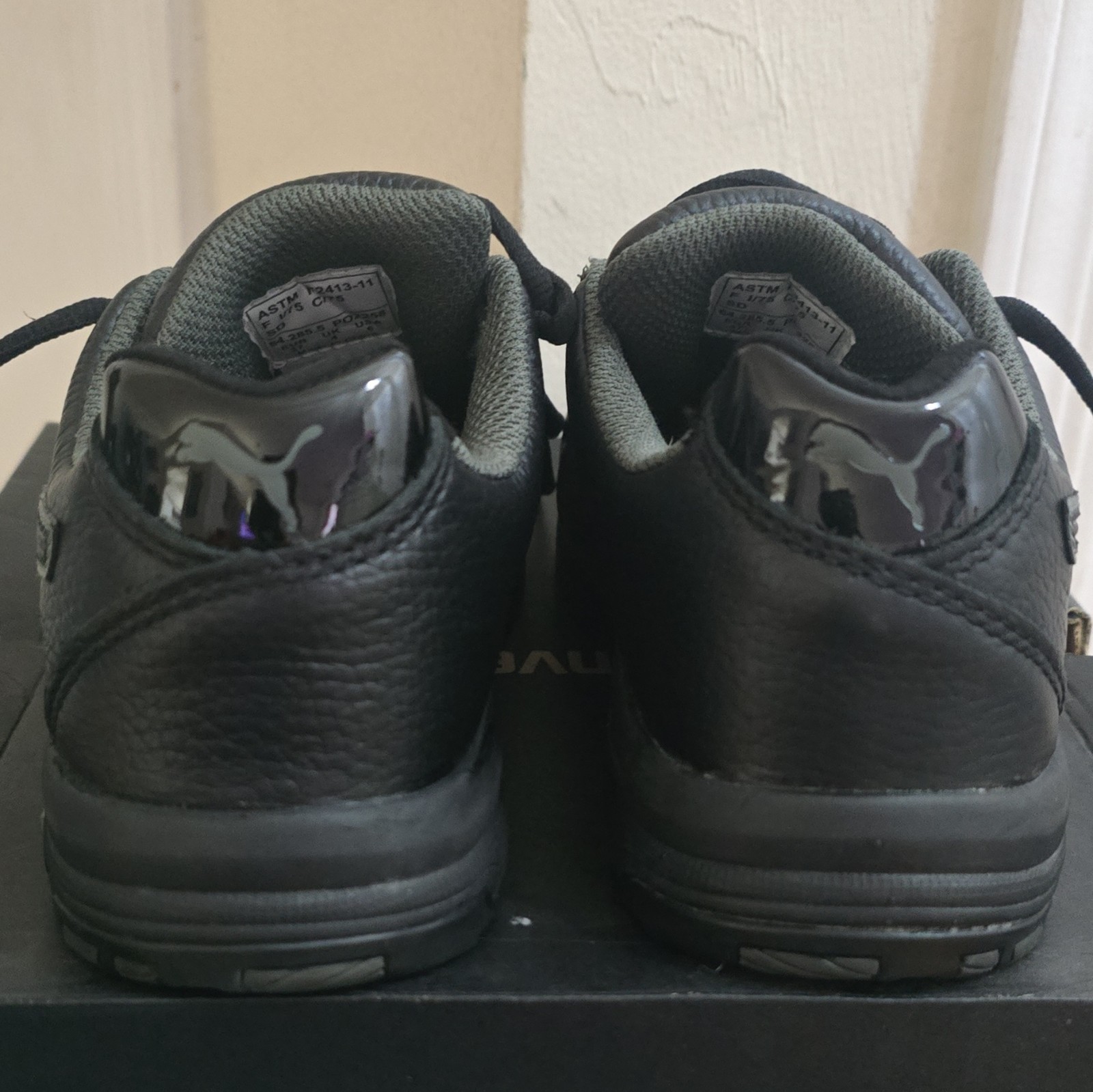 PUMA Velocity SD Black Leather Lace-Up Low TopAthletic SneakerWorkwear,Pre-Owned