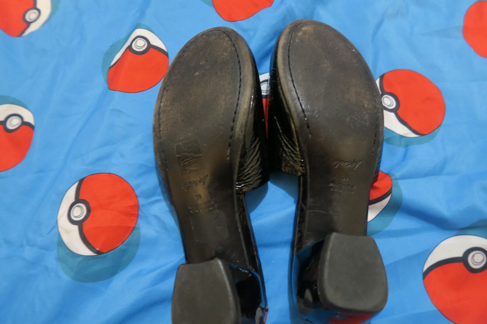 Marsell Sabot Patent Leather Mules Block Heel Nespoletta Black Size IT 38 US 7.5