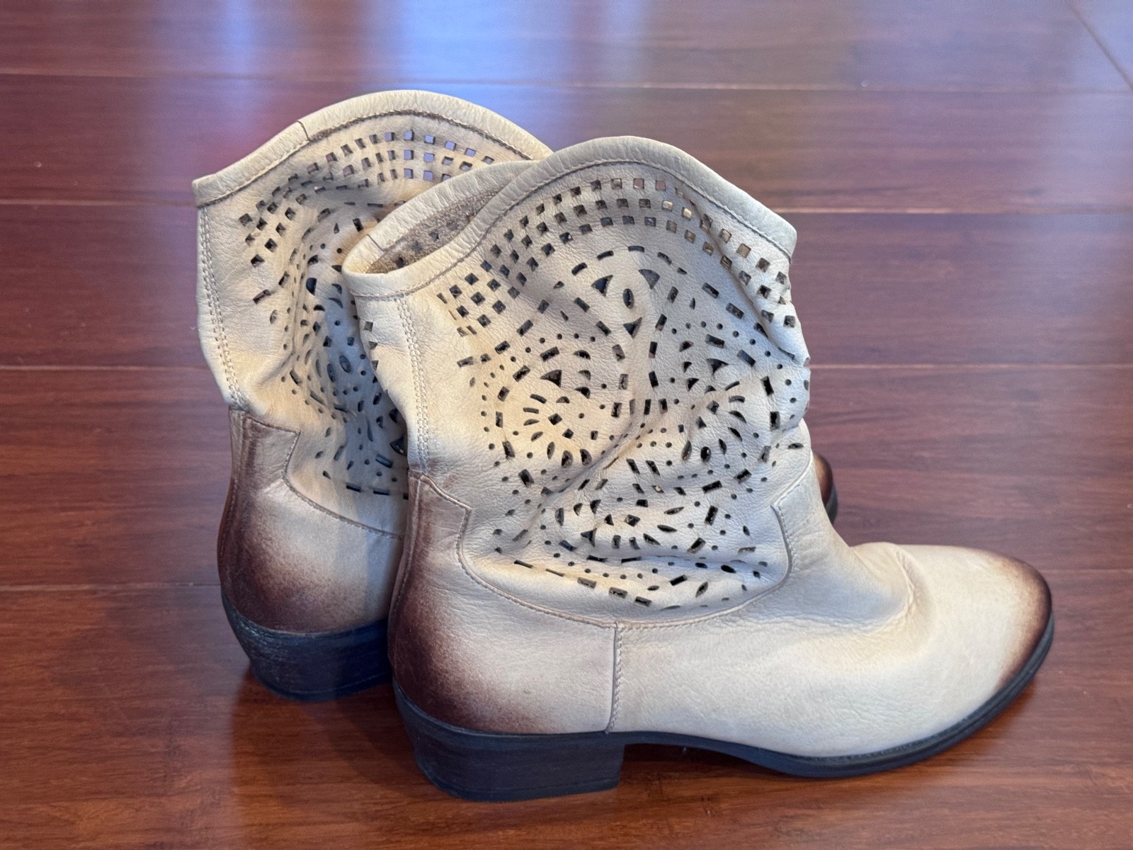 Women’s Genuine Leather Western Ankle Boots EU 37 US 6 6.5 Boho Festival