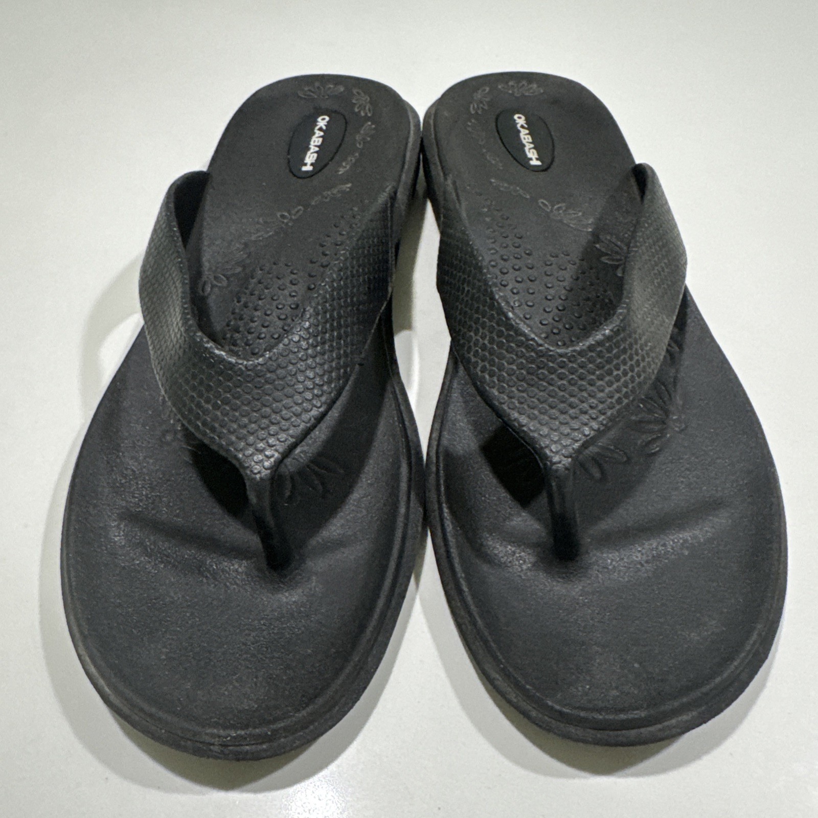 Okabashi Maui Sandals Women L 9-10 Flip Flop Black USA Orthopedic Comfort Arch