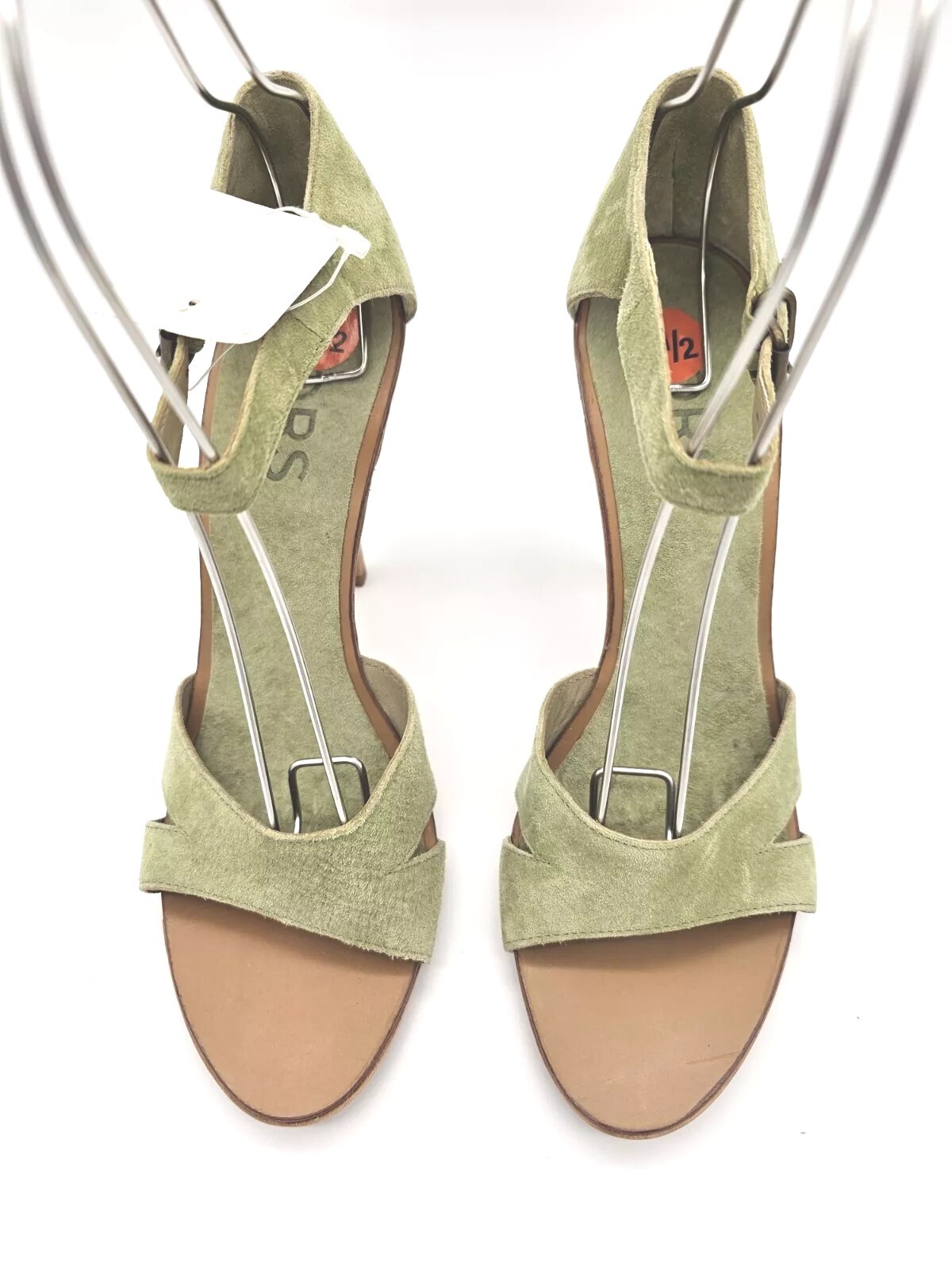 MICHAEL KORS Women’s ALL LEATHER Pear Green Suede Sandal Heels 9.5 Fits 9 NWT 🍐
