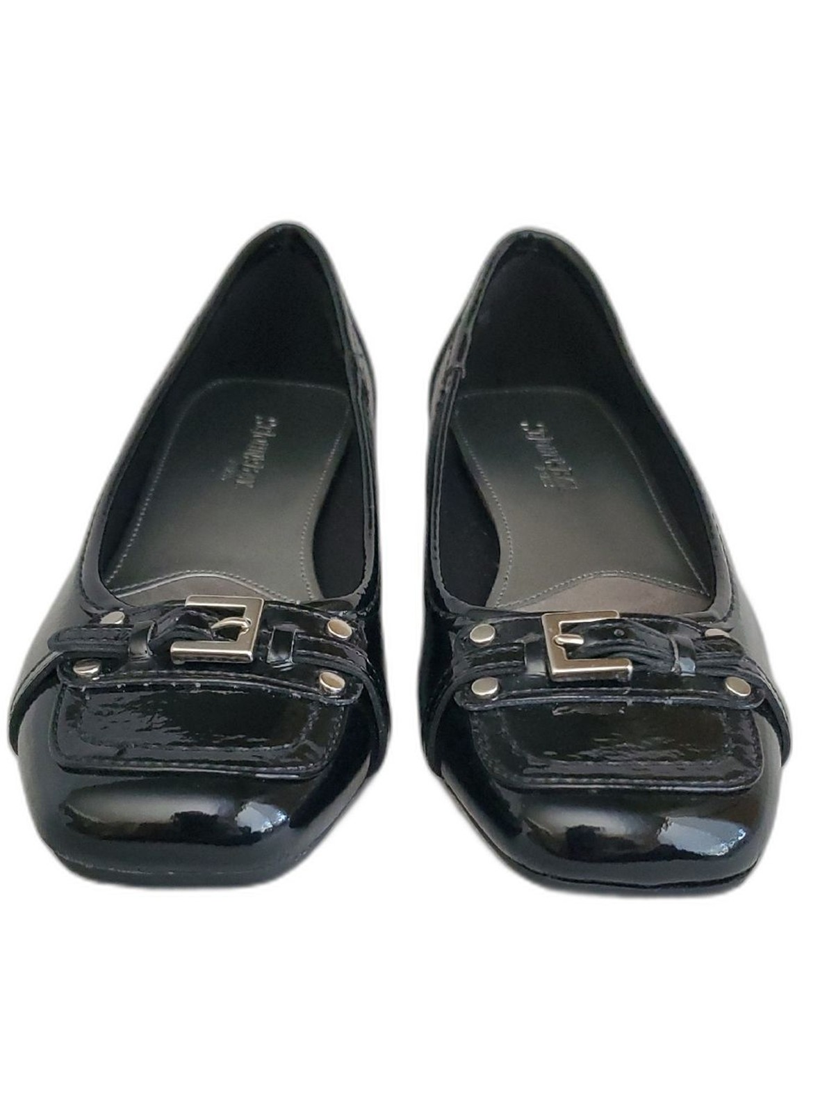 ST. JOHN’S BAY Black Faux Patent Leather Buckle Accent Loafers WOMEN’S SIZE: 7M