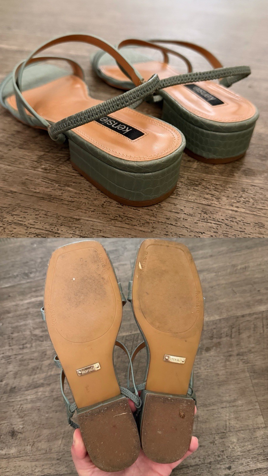 Kensie Light Green Colored Flat Sandals With Block Heel Women’s Size 7