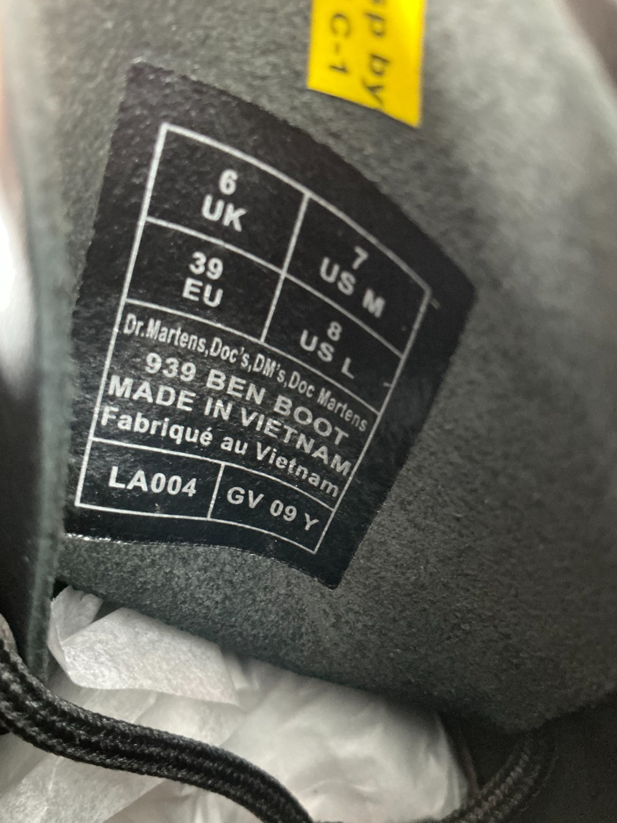 Dr. Martens 939 Ben Six-Eye Core Women’s Size 8 Black Leather Boots NIB