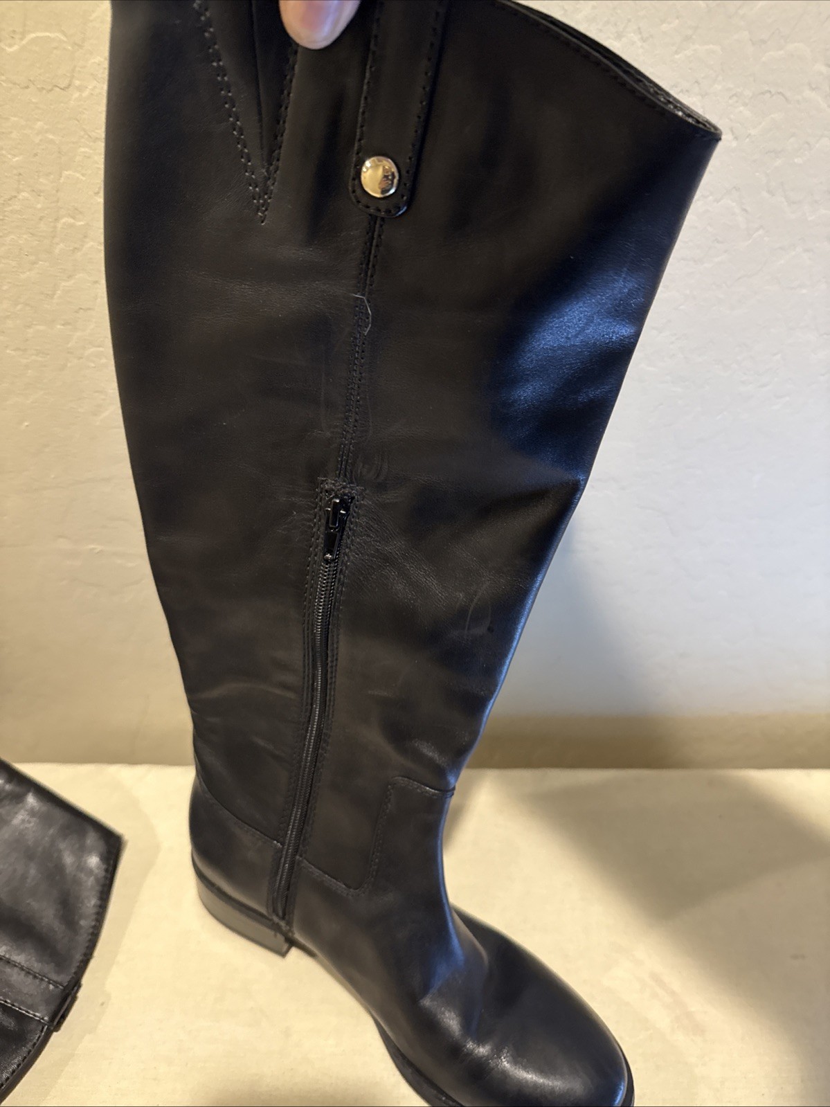 INC International Concepts Black Fawne Leather Boots Shoe Size 8.5M – New No Box