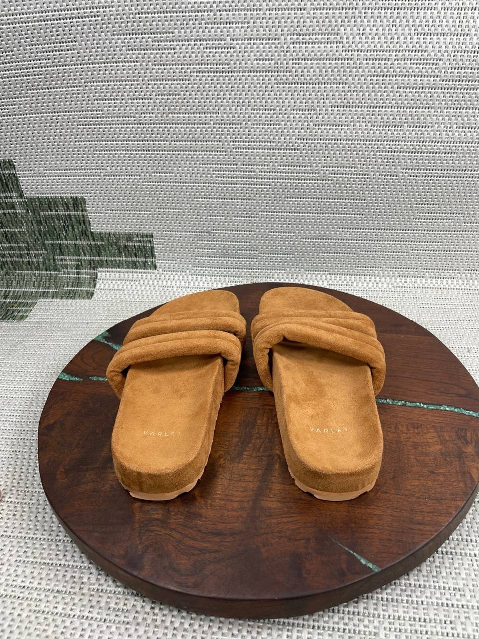 Varley Sandals Womens Size 6 Giles Quilted Slide Brown Textile Comfort Slip On