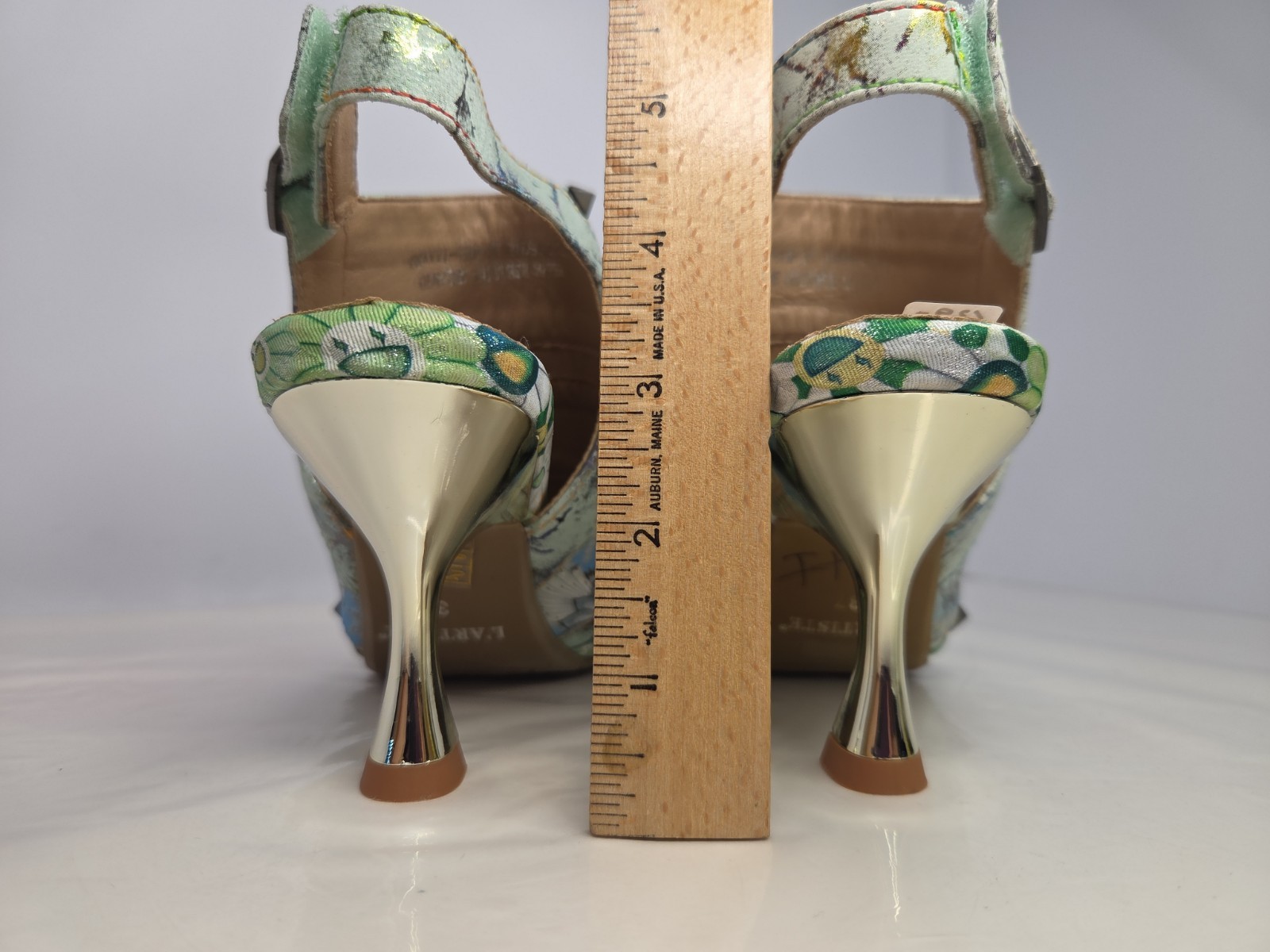 L’Artiste by Spring Step CHAVVI Slingback Sandal Green Floral Leather Sz 7 NWOB