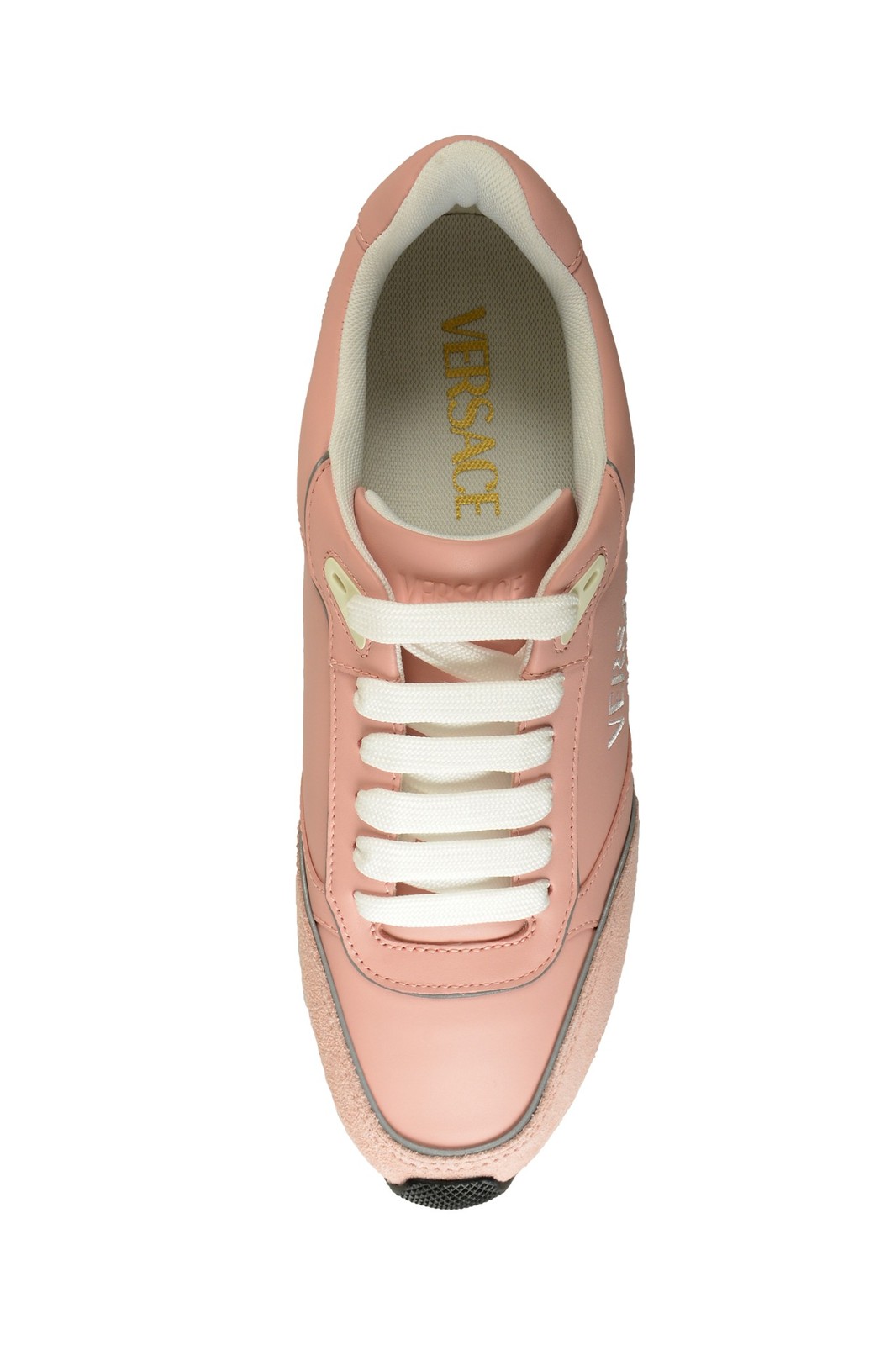 Versace Women’s Pale Pink 100%Leather Logo Embroidery Sneakers Shoes US 6 IT 36