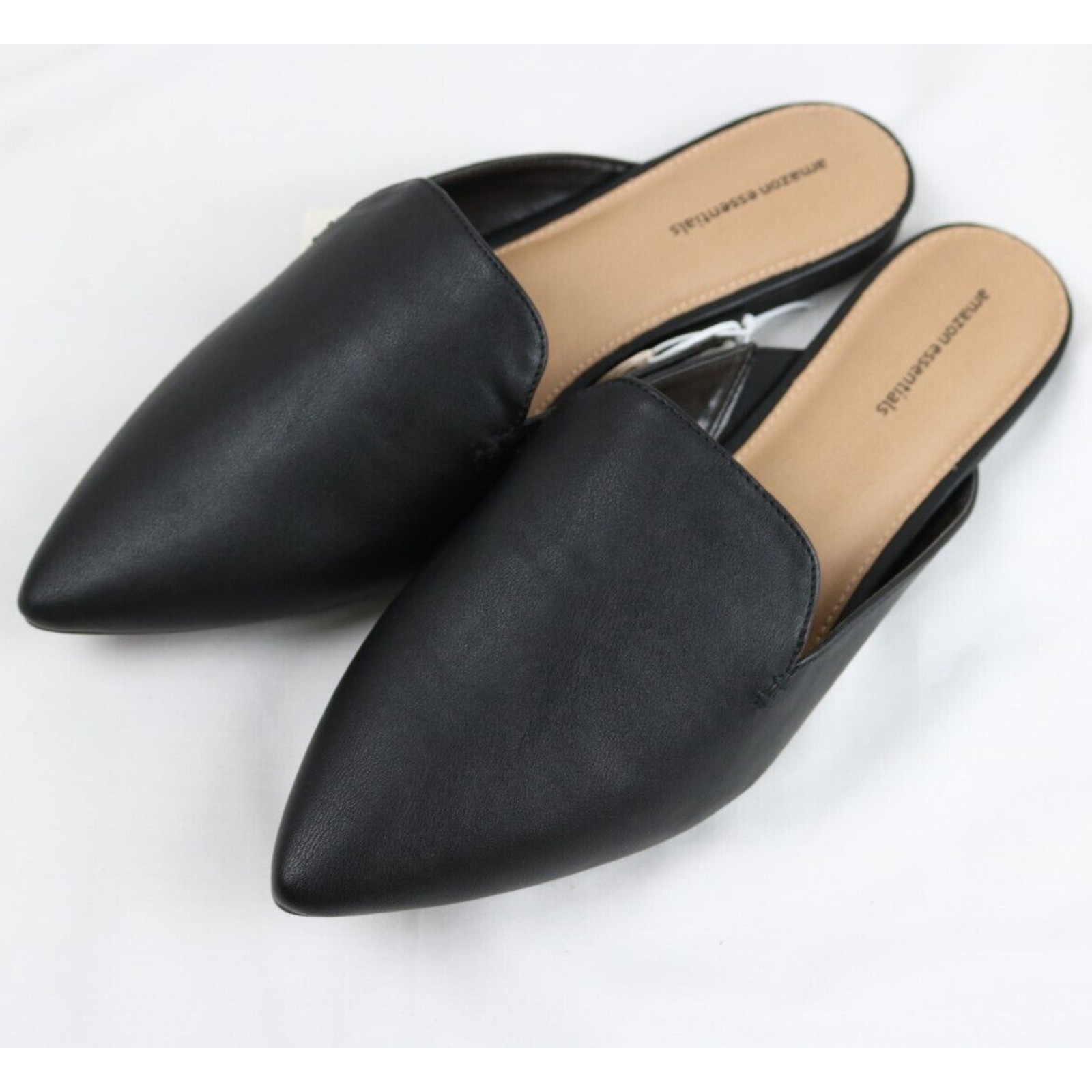 Women’s Size 9 Molly Pointy Toe Mule Flat Slides Sandals w/ Mini Heel, Black