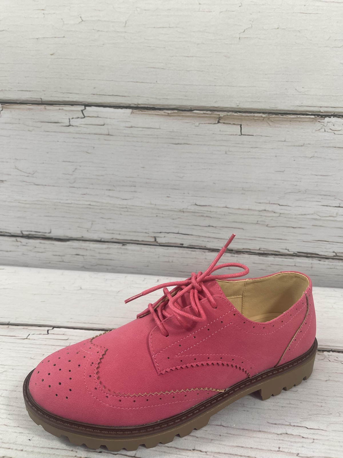 Journee Collection Claudiya Shoes Womens Size 9 Pink Faux Suede Oxford Flats